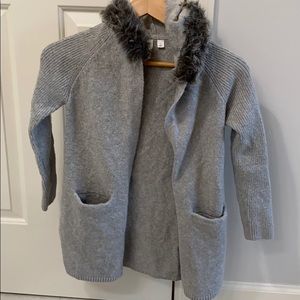 Girls Gap Faux Fur long Hoodie Sweater size M